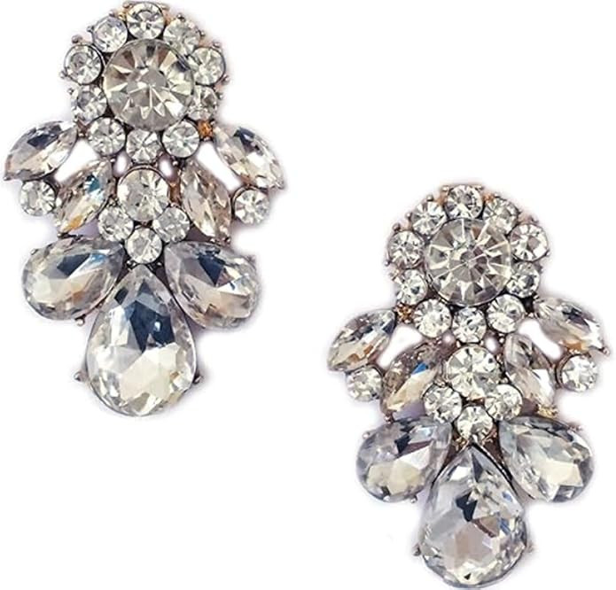 Large Clear Rhinestone Gold Tone Art Deco Antique Vintage Style Imitation Diamond Wedding Bridal ... | Amazon (US)