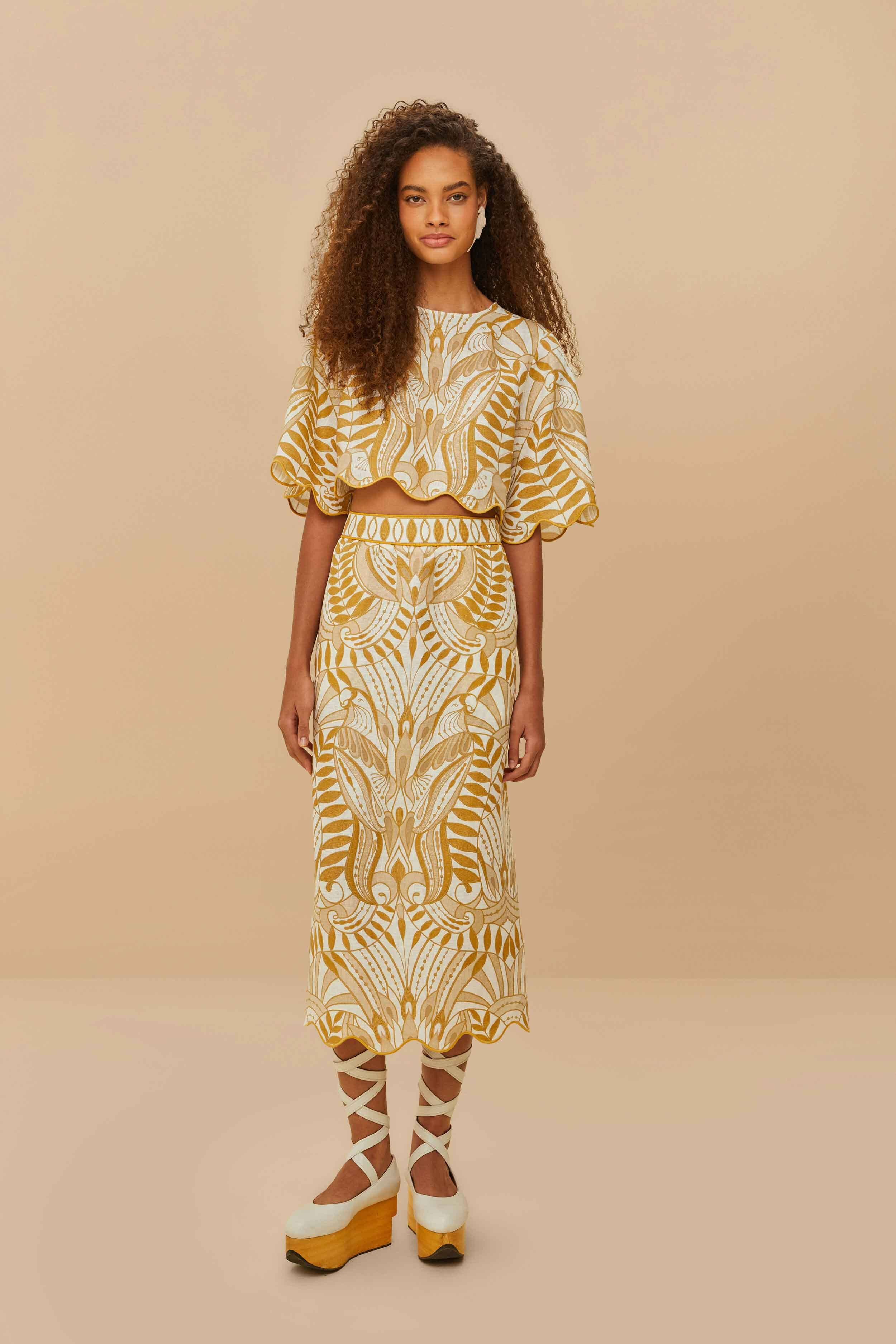 Off-White Lace Nature Euroflax™ Premium Linen Blouse | FarmRio (US)