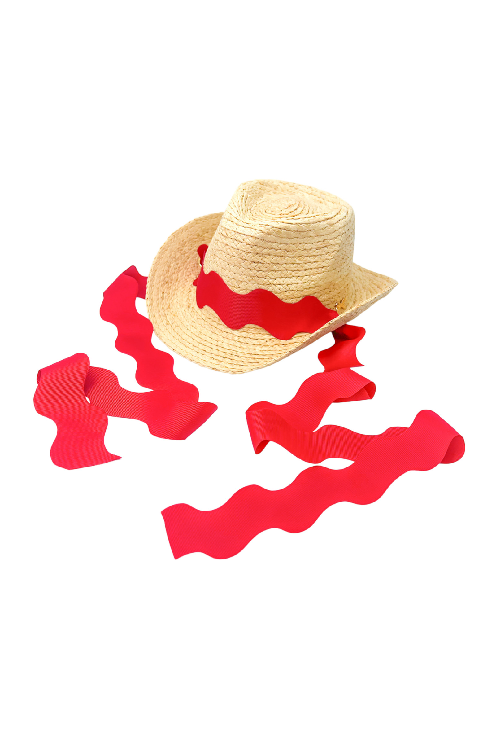 Bits & Bows Coastal Cowgirl Straw Scalloped Ribbon Women's Cowboy Hat | Nordstrom | Nordstrom