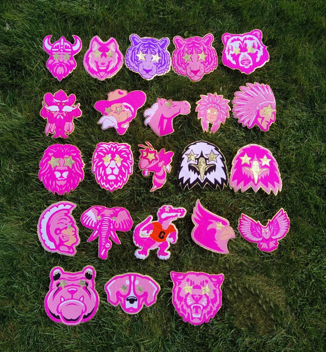 Preppy Mascots Chenille Gold Glitter Tiger Wildcat Elephant Vol Reb Razor Bulldog Gator Bear Eagl... | Etsy (US)