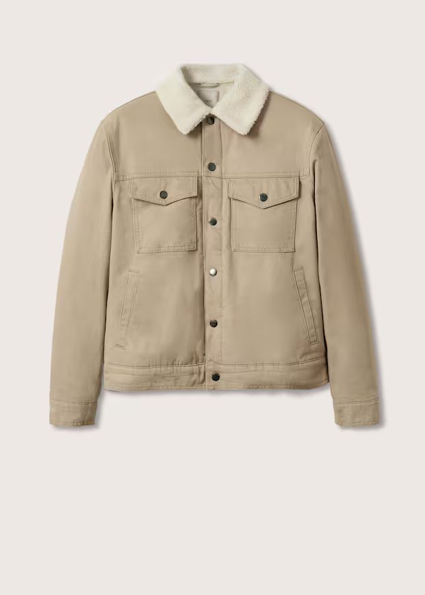 Faux shearling-lined denim jacket | MANGO (US)