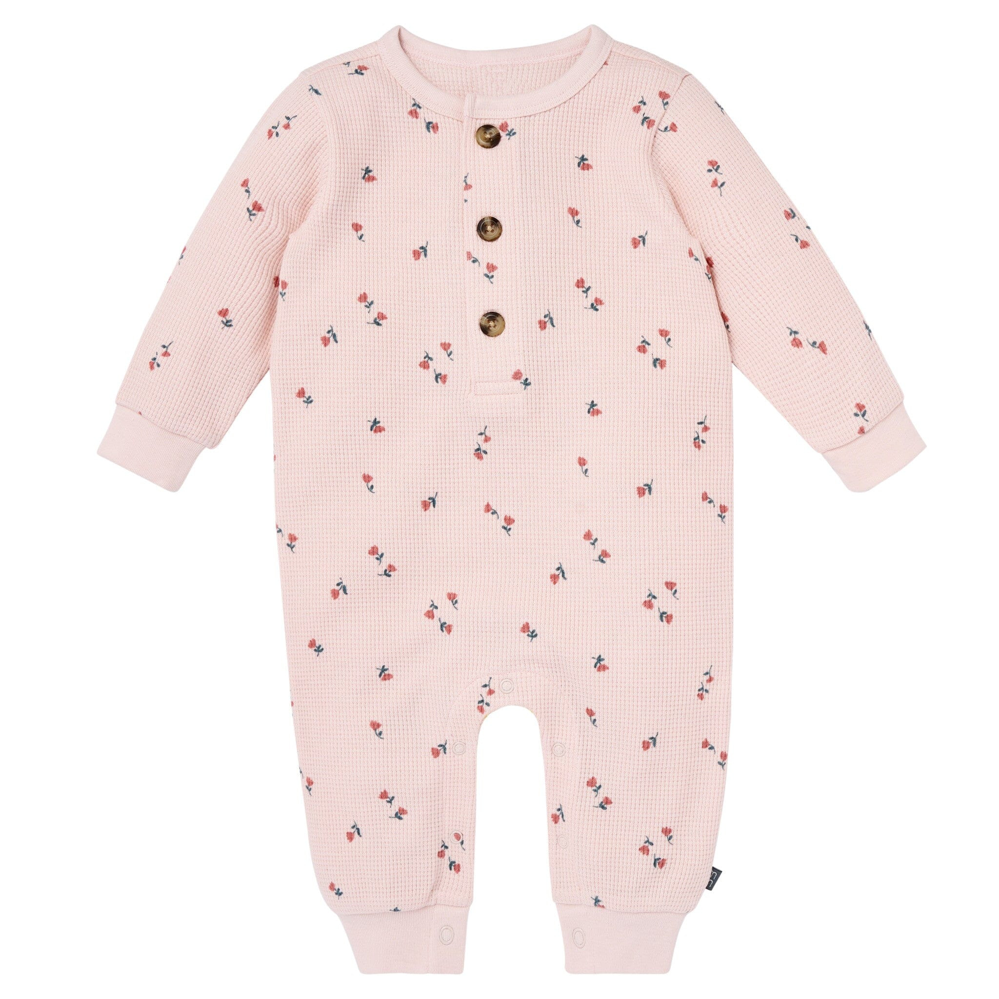 Baby Girls Pink Tulip Waffle Slouch Romper | Gerber Childrenswear