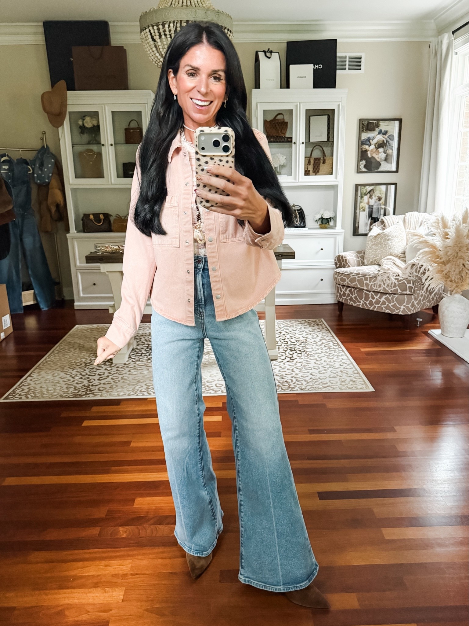 The cutest pink denim
Top! Wearing a small 
@Target

#LTKootd #LTKSeasonal #LTKSaleAlert