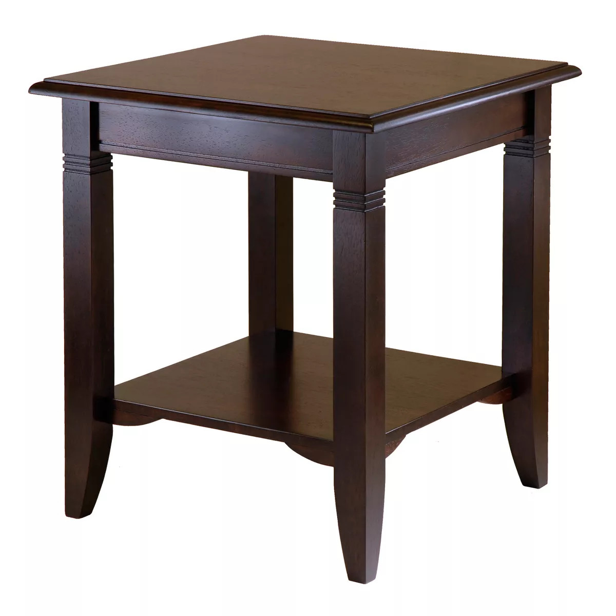 Nolan End Table Cappuccino - Winsome: Solid Wood, Composite, Ribbed Leg Detail, Fixed Shelf | Target