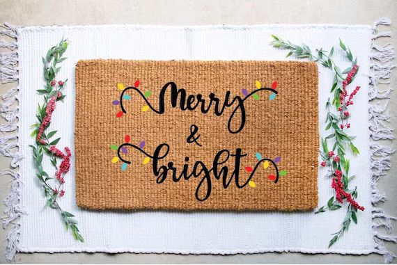 Merry & Bright Doormat  Christmas Doormat  Cute Doormat | Etsy | Etsy (US)