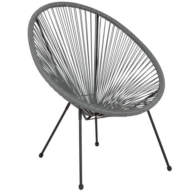 Flash Furniture Valencia Oval Comfort Series Take Ten Grey Rattan Lounge Chair | Walmart (US)