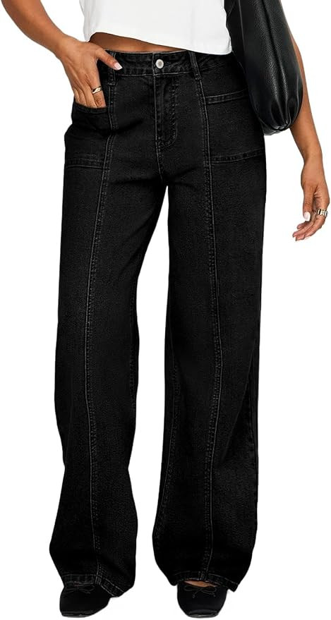 Sidefeel Womens Wide Leg Jeans High Waisted Stretchy Straight Leg Baggy Denim Pants | Amazon (US)