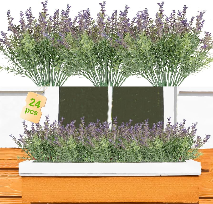 24PCS Lifelike Artificial Lavender Flowers, Fake Lavender Plants Shrubs for Wedding Bouquets, Rea... | Amazon (US)