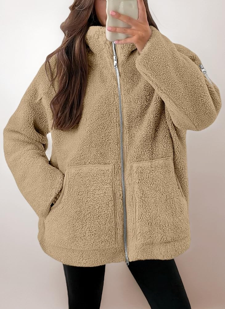 Teddy Fleece Jacket Women Ladies Lightweight Warm Full Zip Coat Breathable Ladies Coats Long Slee... | Amazon (UK)