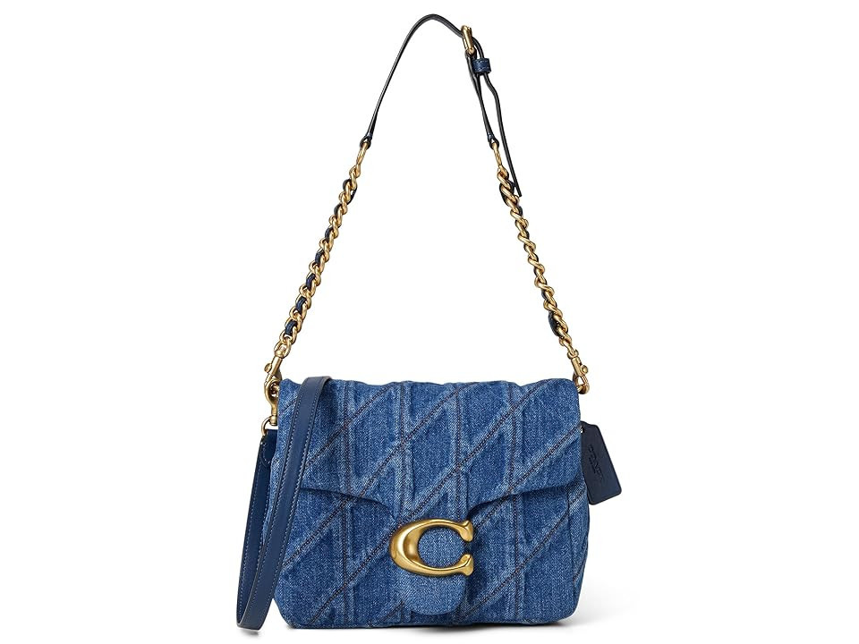 COACH Times Square Tabby Shoulder Bag with Quilting Shoulder Women's Handbags Deep Blue, Denim/Leather | Zappos
