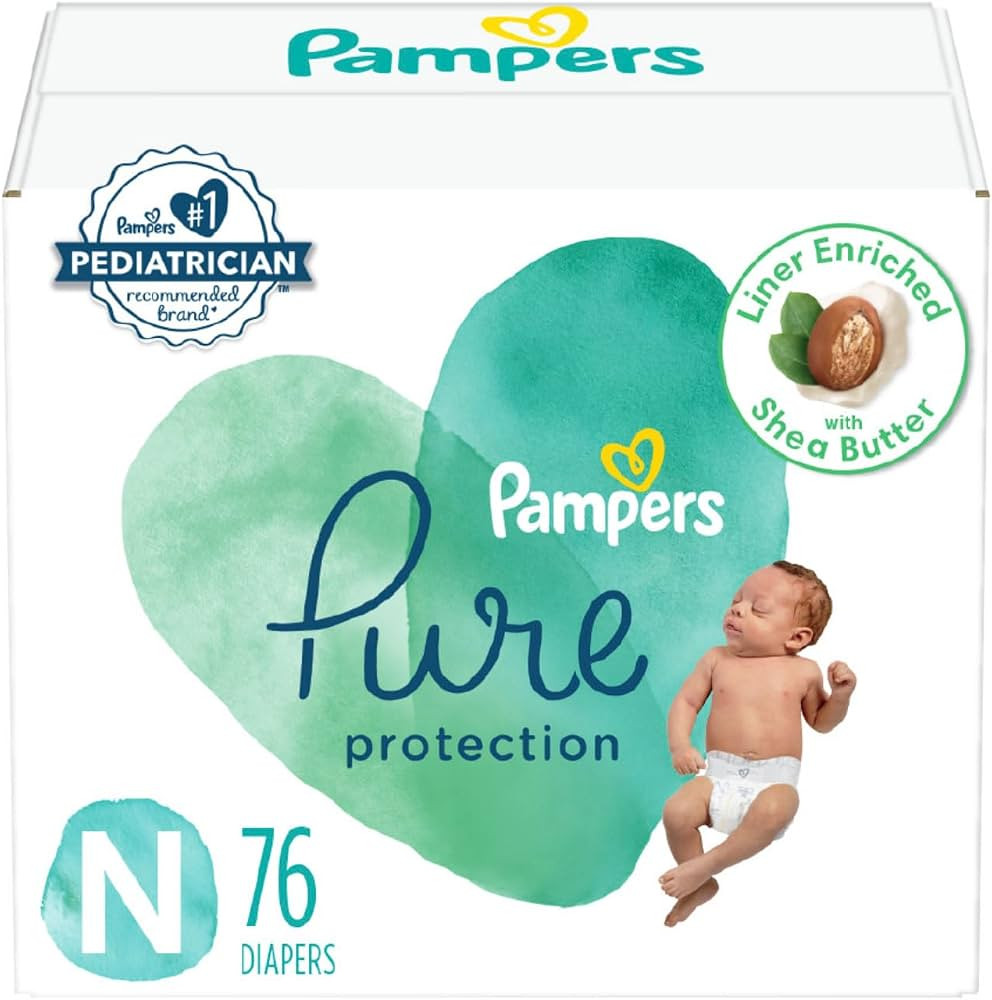 Pampers Pure Protection Diapers Newborn - Size 0, 76 Count, Hypoallergenic Premium Disposable Bab... | Amazon (US)