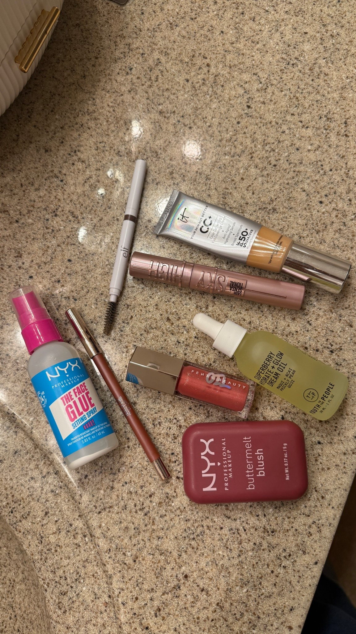 Everyday makeup routine products 

