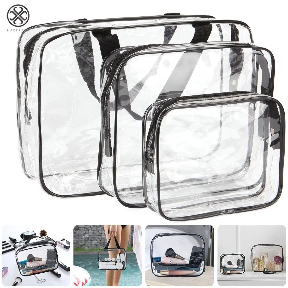 Luxtrada Clear Cosmetic Makeup Zipper Bag PVC Vinyl Plastic Toiletry for Travel Accessories Organ... | Walmart (US)