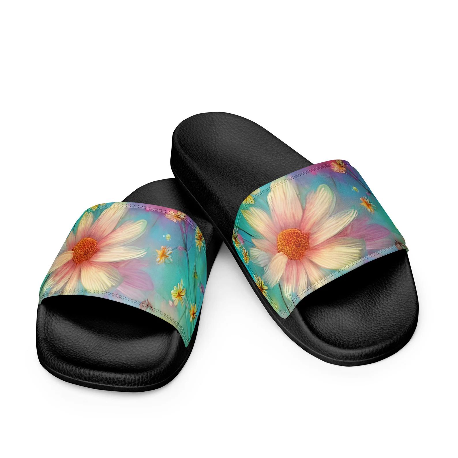 Watercolor Floral Daisy Women's Slides - Etsy | Etsy (US)
