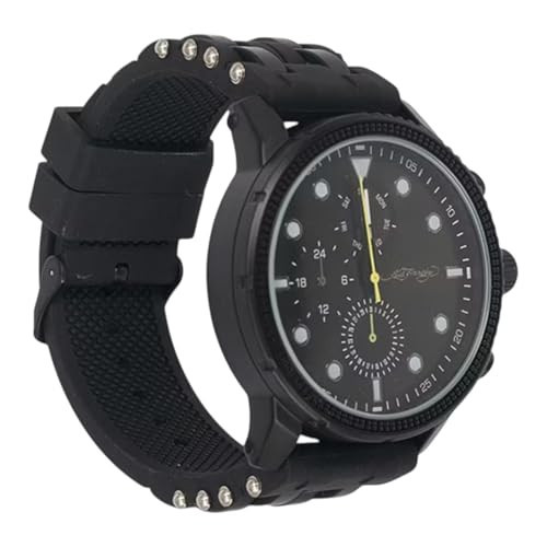 ED HARDY Men's Matte Black Watch with Round Face and Black Silicone Strap 50444BB-42-G02 | Amazon (US)