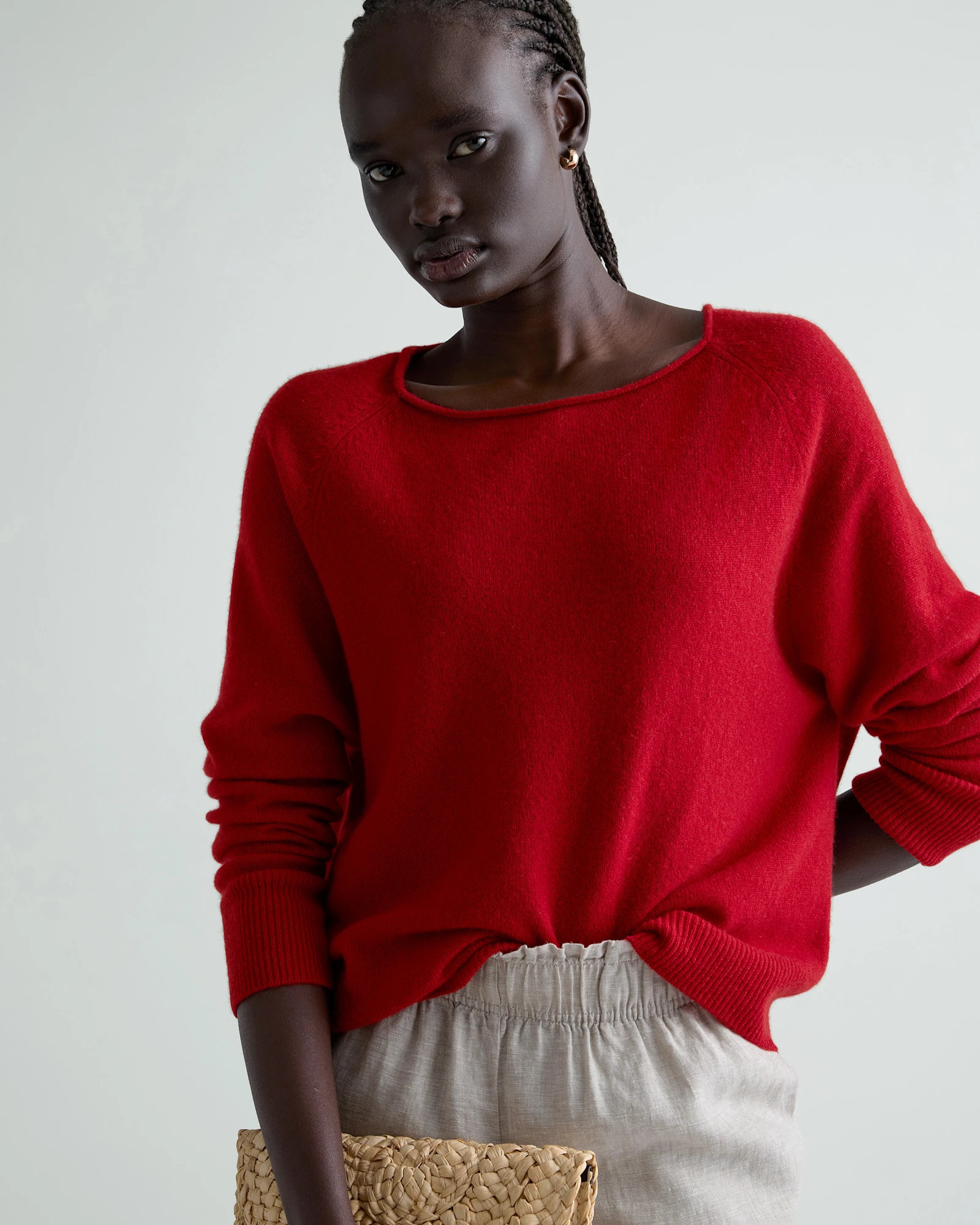 Mongolian Cashmere Boatneck Sweater in Varsity Red | Quince