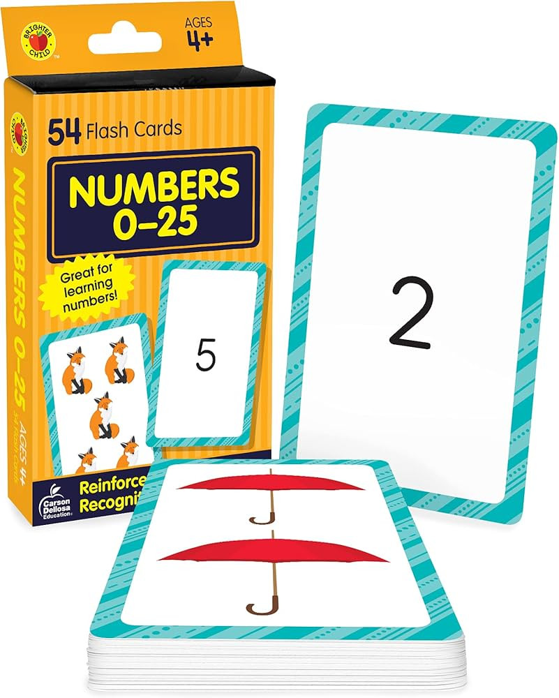 Carson Dellosa 54 Toddler Flash Cards, 0-25 Counting and Number Recognition Math Flashcards for T... | Amazon (US)