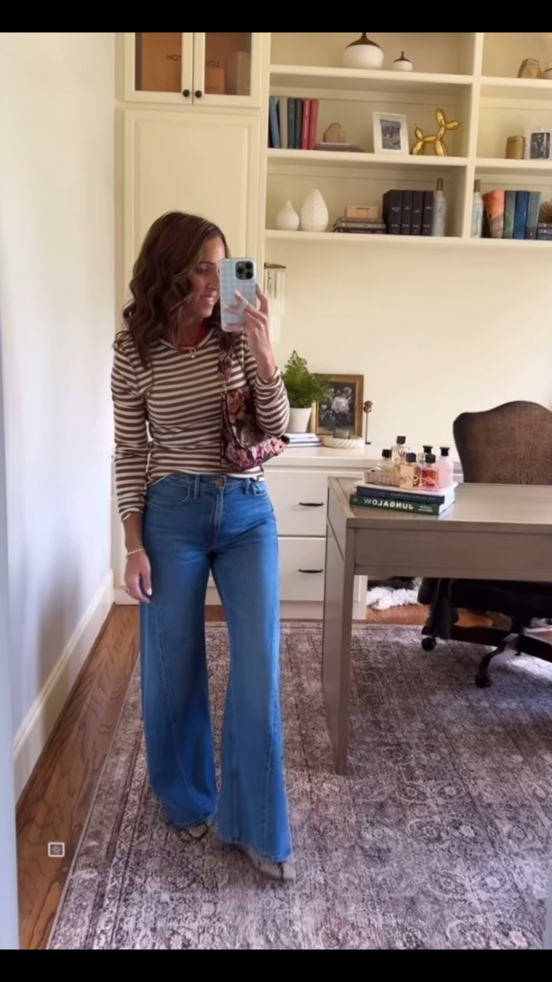 Fall basics. Stripe long sleeve tissue tee. Beaded shoulder bag. Mother jeans.
Tee XS. Jeans TTS, 25 petite.

#LTKOver40 #LTKSeasonal #LTKootd
