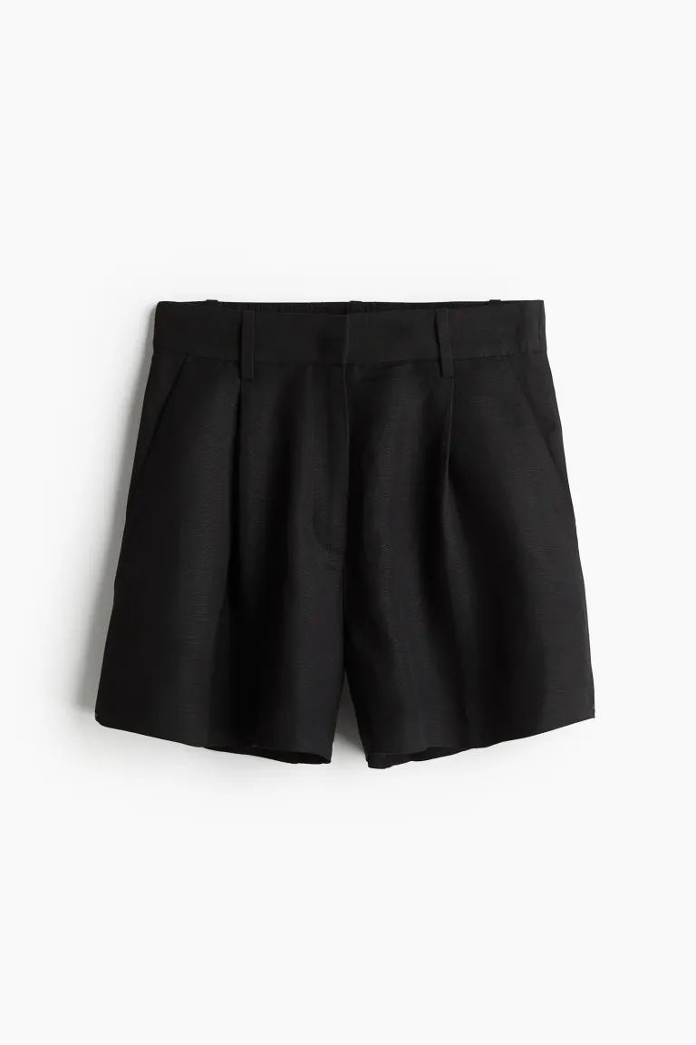 Linen-blend Shorts - Black - Ladies | H&M US | H&M (US + CA)