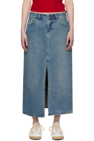WYNN HAMLYN - Indigo Washed Denim Maxi Skirt | SSENSE