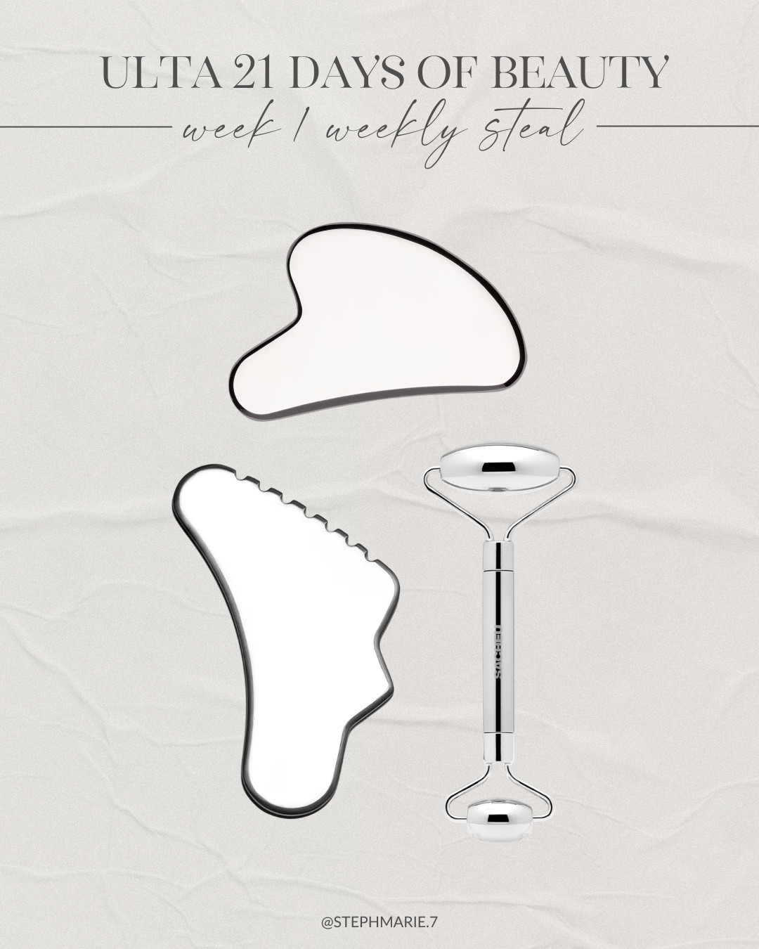 ULTA 21 DAYS OF BEAUTY ✨

This week’s weekly steal pick is the Sacheau stainless steel tools! The face and body gua shas are a favorite in my routine and are currently 50% off through the end of the week! 

 #LTKOver40 #LTKSaleAlert #LTKBeauty