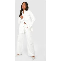 Womens Zip Pocket Denim Cargos - Cream - 16 | NastyGal UK