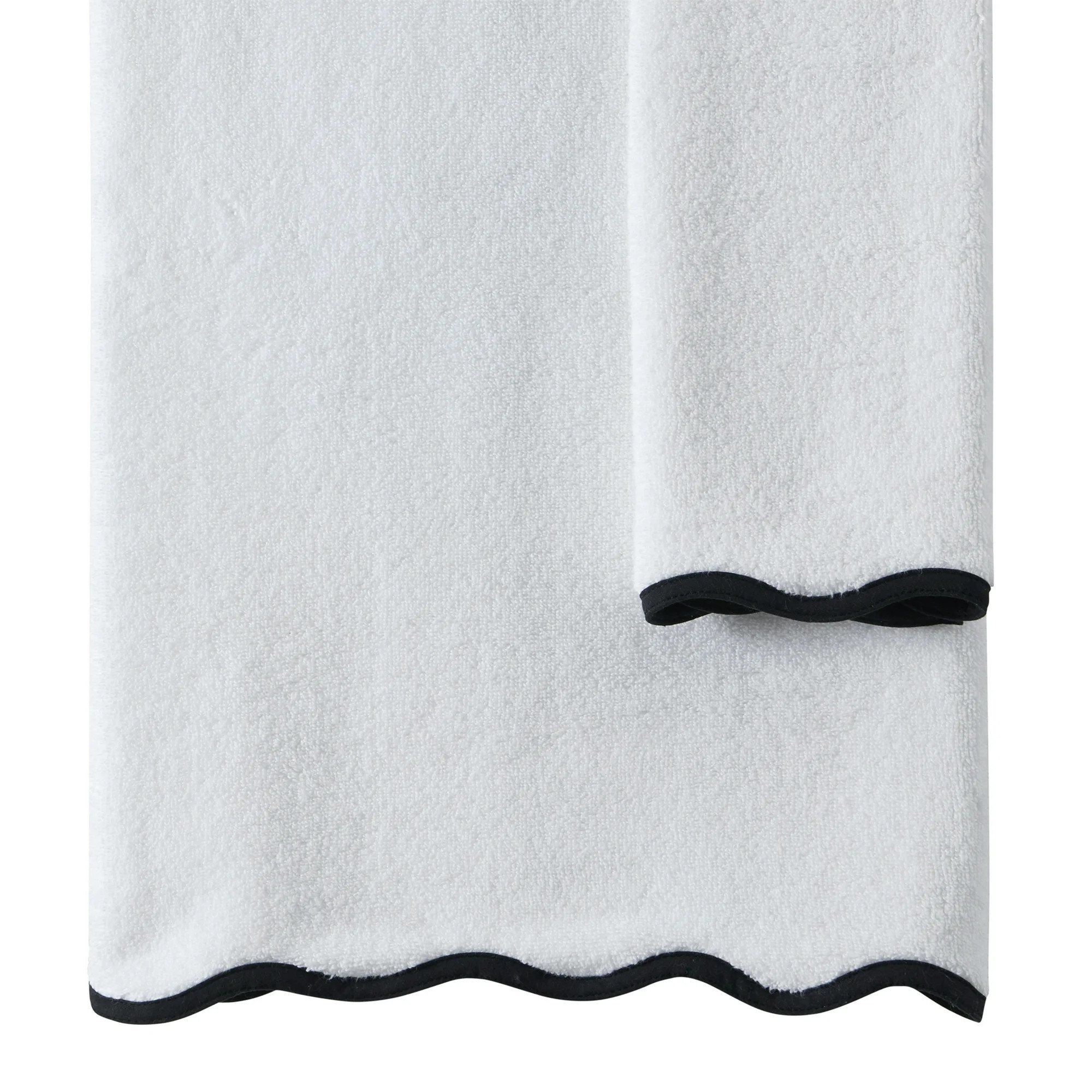 My Texas House Whitney Scallop Border Cotton Hand and Bath Towels, White/Black (2 Count) | Walmart (US)