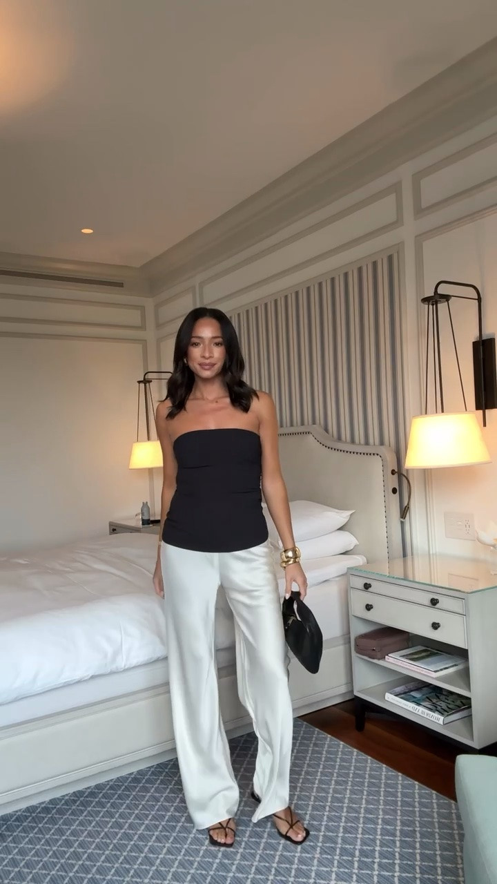 The best satin pants! Pricey but well worth the investment, comfy enough to travel in and come in so many other colors! 🤍 Wearing size XS top, S satin pants - wearing shade peachy beige in lip gloss 

summer outfit, summer fashion, summer style, satin pants outfit, pull on pants outfit, dinner outfit, date night outfit, weekend outfit, chic summer outfit, mom outfit, postpartum outfit

#LTKSeasonal #LTKTravel #LTKmomlife