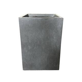 Large 19 in. Tall Slate Gray Lightweight Concrete Square Outdoor Planter | The Home Depot