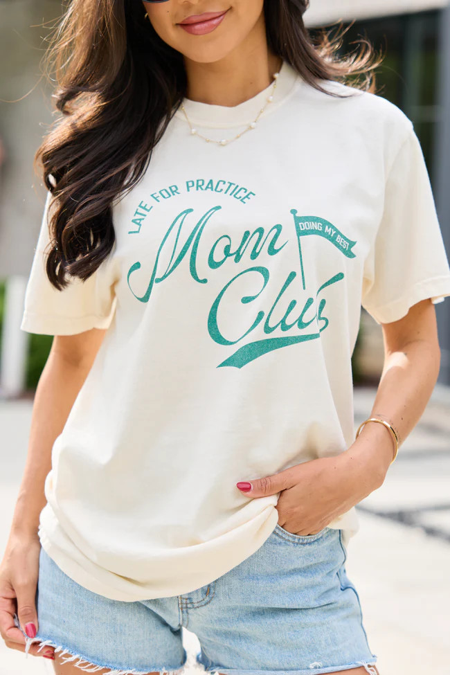 Late For Practice Mom Club Ivory Graphic Tee | Pink Lily