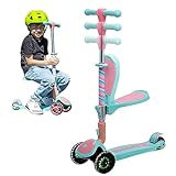 SKIDEE Kick Scooters for Kids Ages 3-5(Suitable for 2-12 Year Old) Adjustable Height Foldable Scooter Removable Seat,3 LED Wheels,Rear Brake,Wide Standing Board,Outdoor Activity for Boys Girls | Amazon (US)