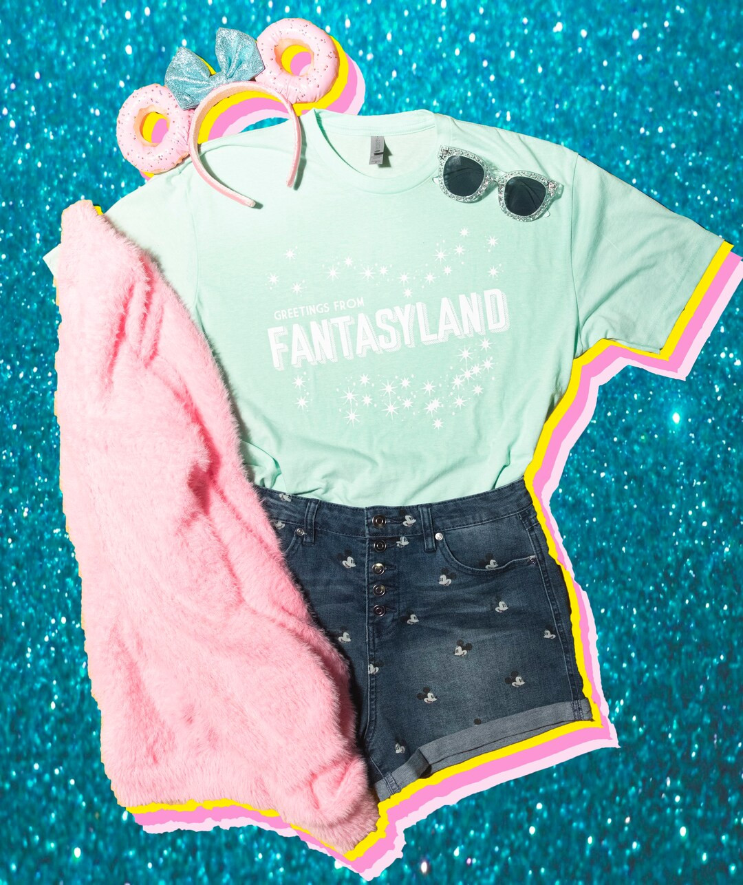 Greetings From Fantasyland (mint Green) || Magic Kingdom || Castle || It's A Small World || Disne... | Etsy (US)