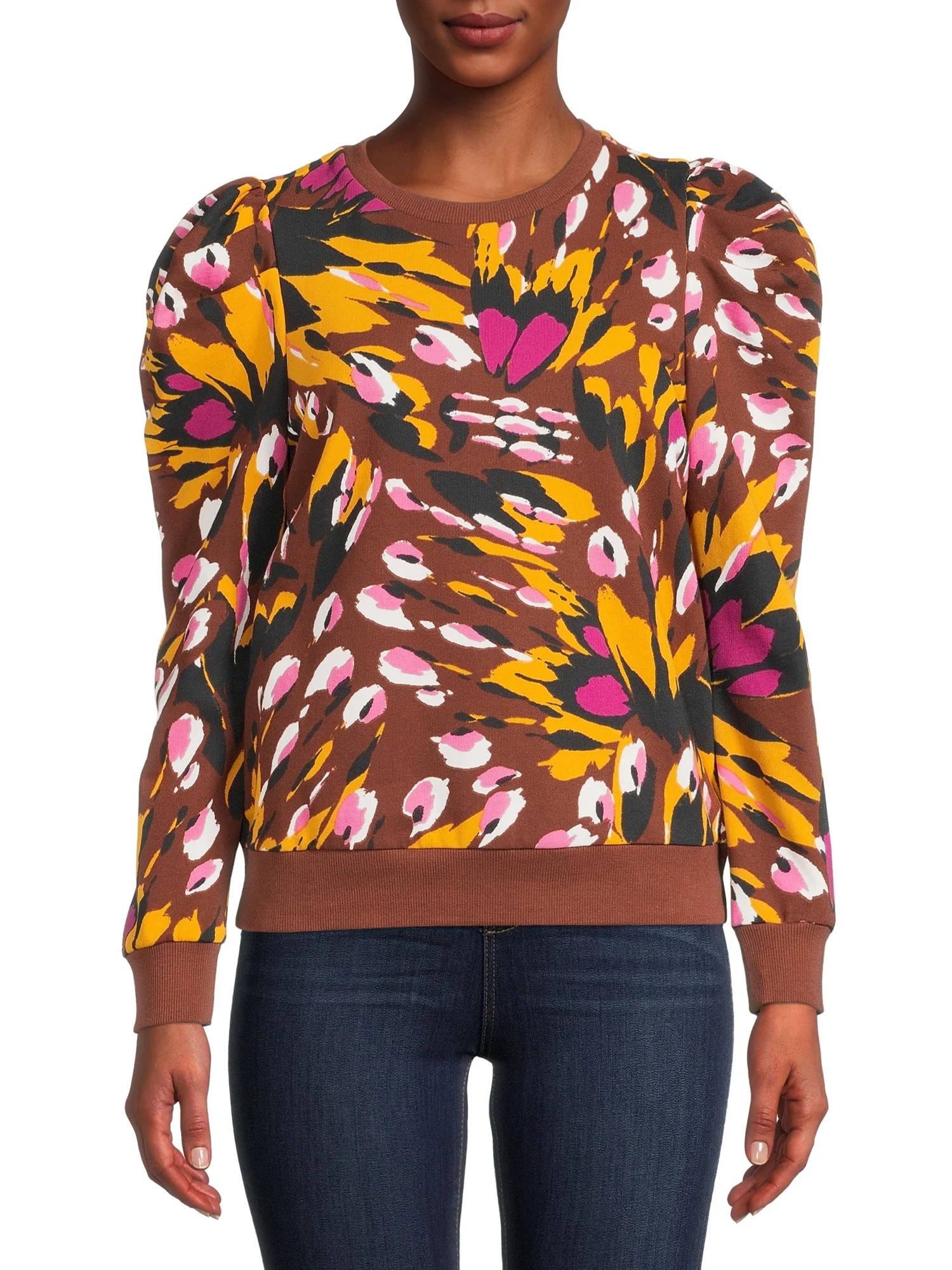 The Get Women's Sweatshirt with Puff Sleeves - Walmart.com | Walmart (US)