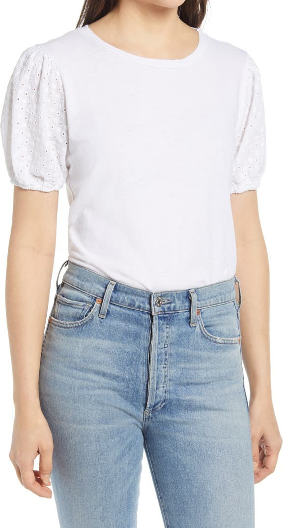 Eyelet Sleeve T-Shirt | Nordstrom