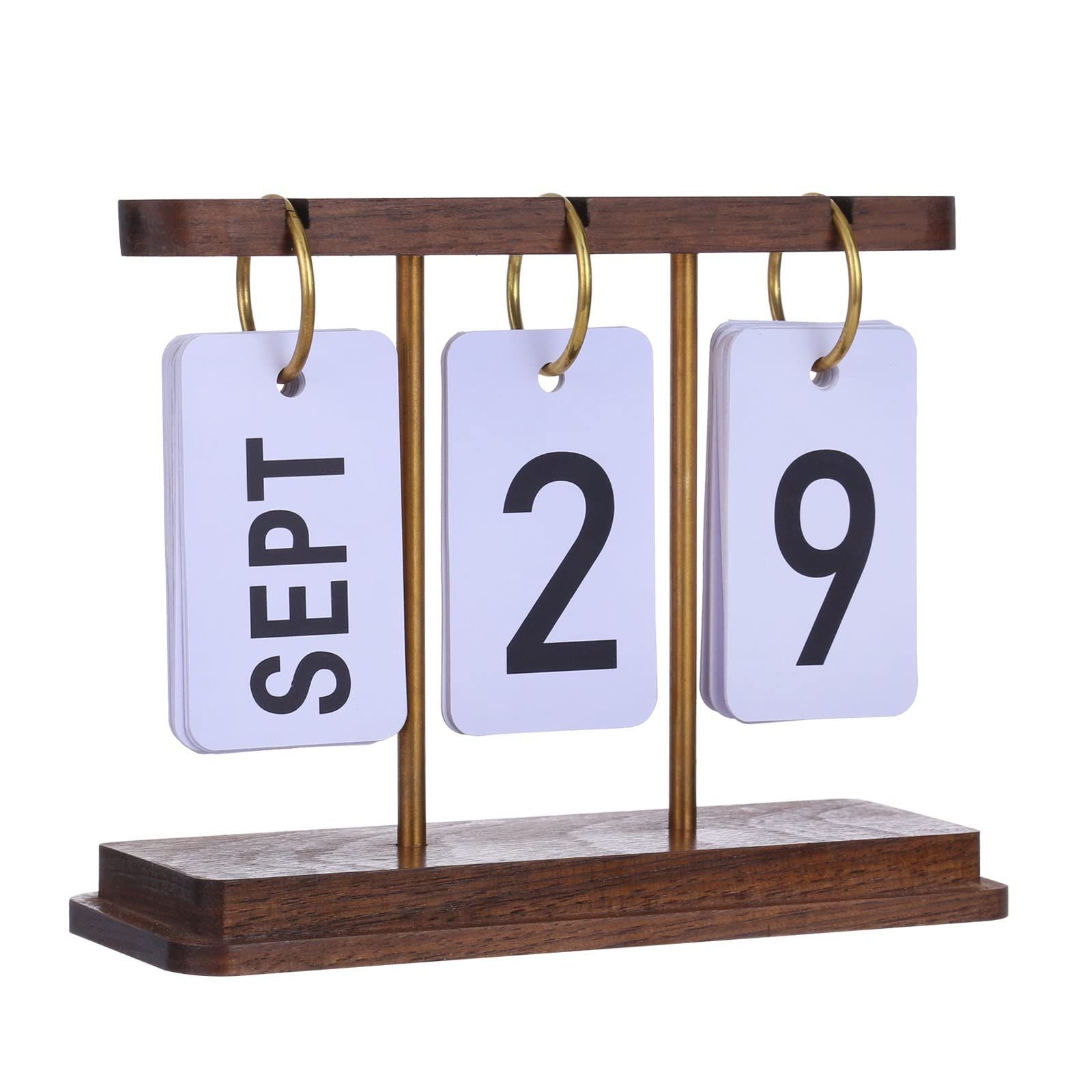 Walnut Wooden Perpetual Desk Calendar Flip Calender For Desk 6.3*2.36*5.04 Inch Office Decor Creativ | Amazon (US)