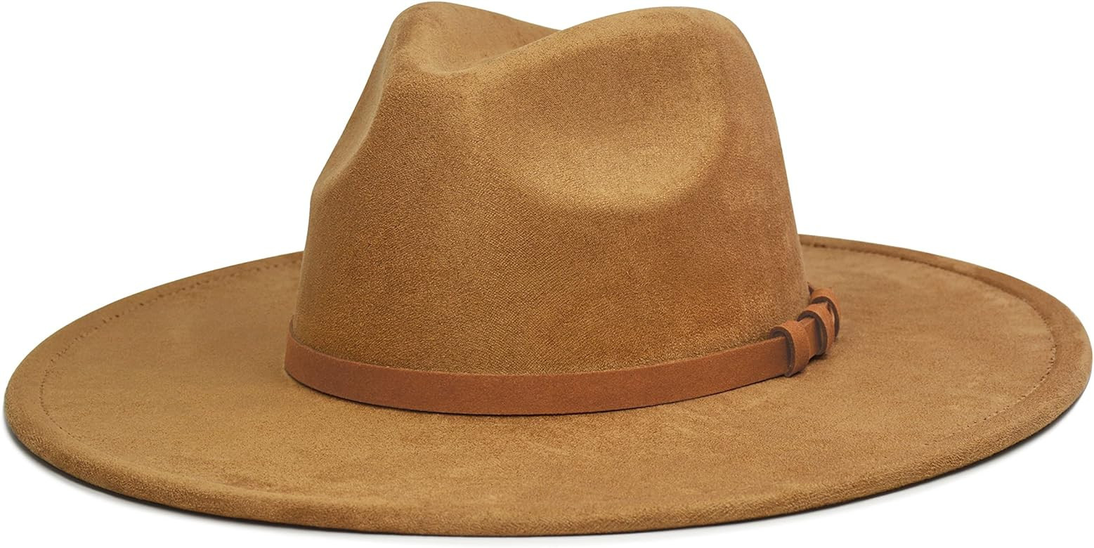FLUFFY SENSE. Big Wide Brim Fedora Hat for Women - Nashville Outfits Western Hats Women's Felt Pa... | Amazon (US)