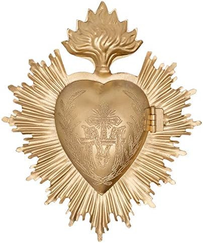 Sacred Heart, Metal Heart Milagro, Gold Heart Box, Ex Voto | Amazon (US)