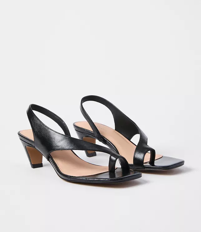 LOFT Versa Asymmetrical Leather Kitten Heels | LOFT