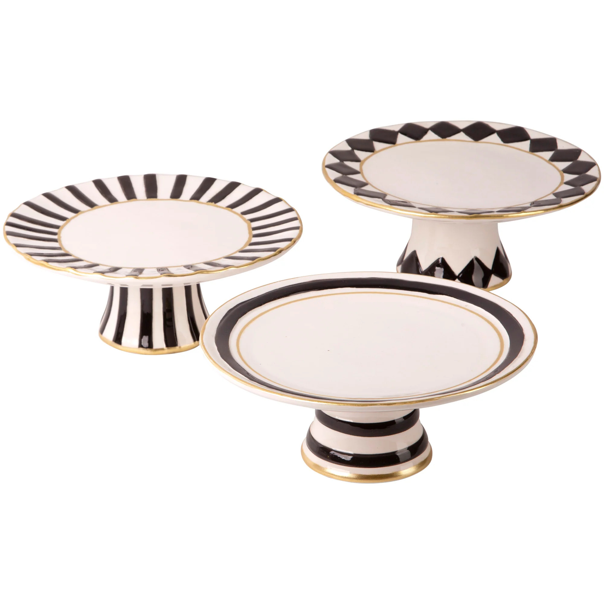 10" Black & White Painted Cake Stand | Modern Locke