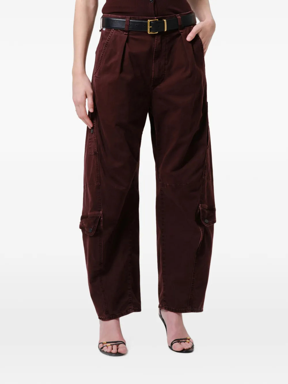 Citizens of Humanity Flight pleated barrel-leg cargo pants - Red | Farfetch Global