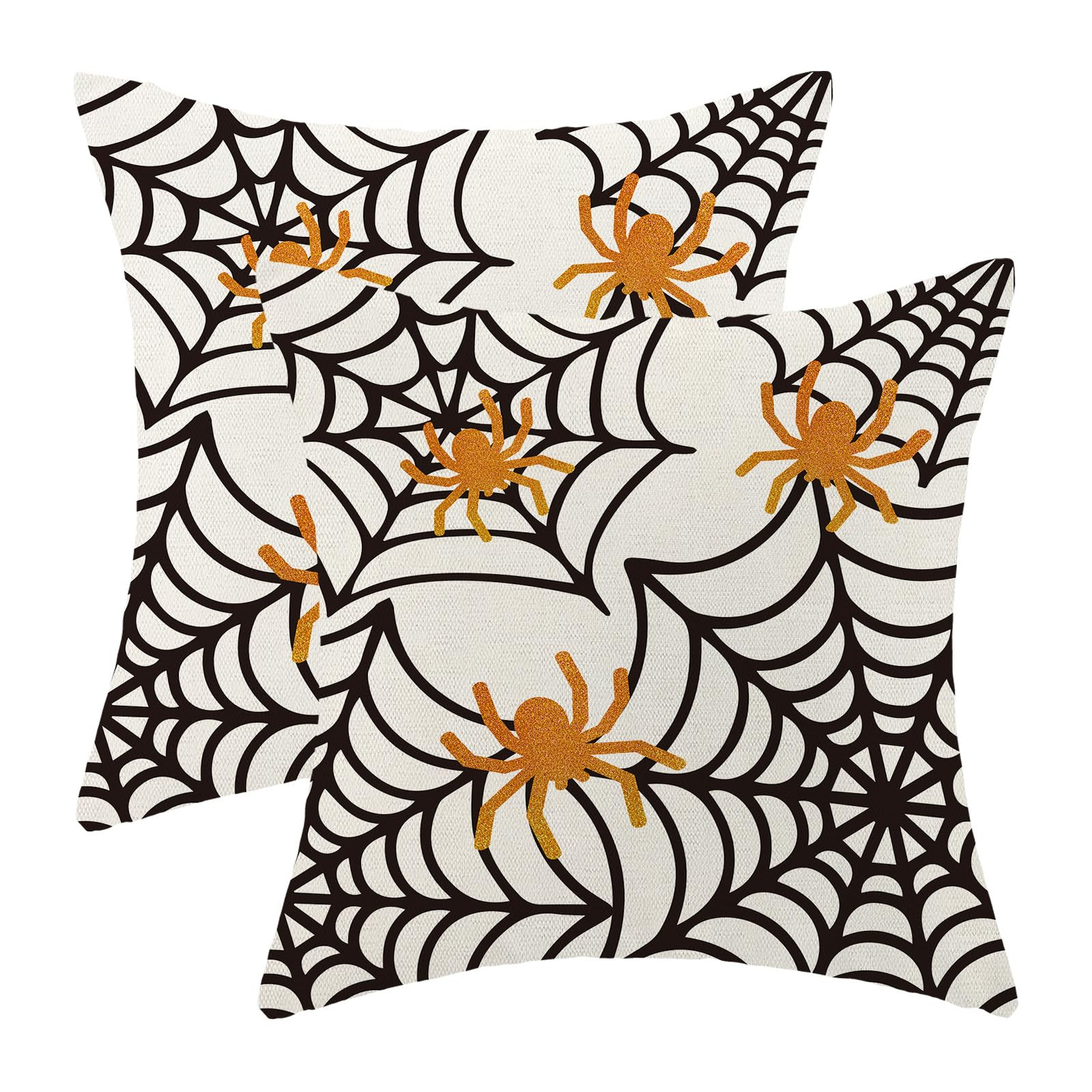 Spider Web Throw Pillow Covers 18x18 inch Set of 2 Halloween Decorative Farmhouse Pillow Covers O... | Amazon (US)