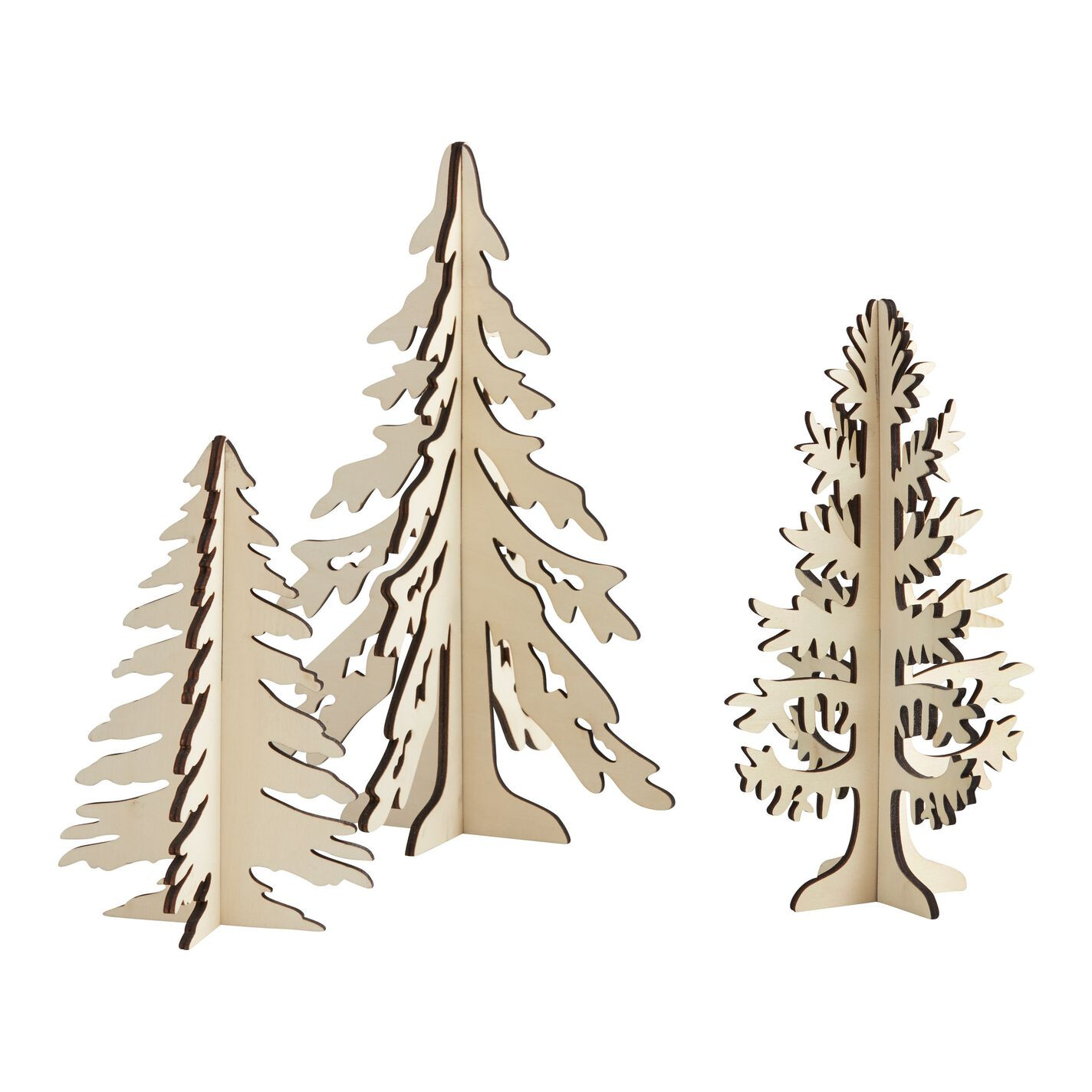 Laser Cut Wood Dimensional Tree Decor 3 Pack | World Market
