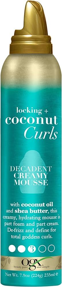 OGX Locking + Coconut Curls Decadent Creamy Mousse, 7.9 Ounce | Amazon (US)