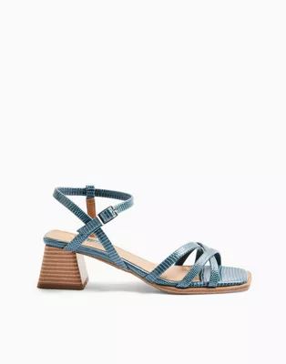 Topshop block heeled sandals in blue croc | ASOS (Global)