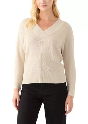 Philosophy Women's V-Neck Ribbed Lurex Sweater, Small | Belk