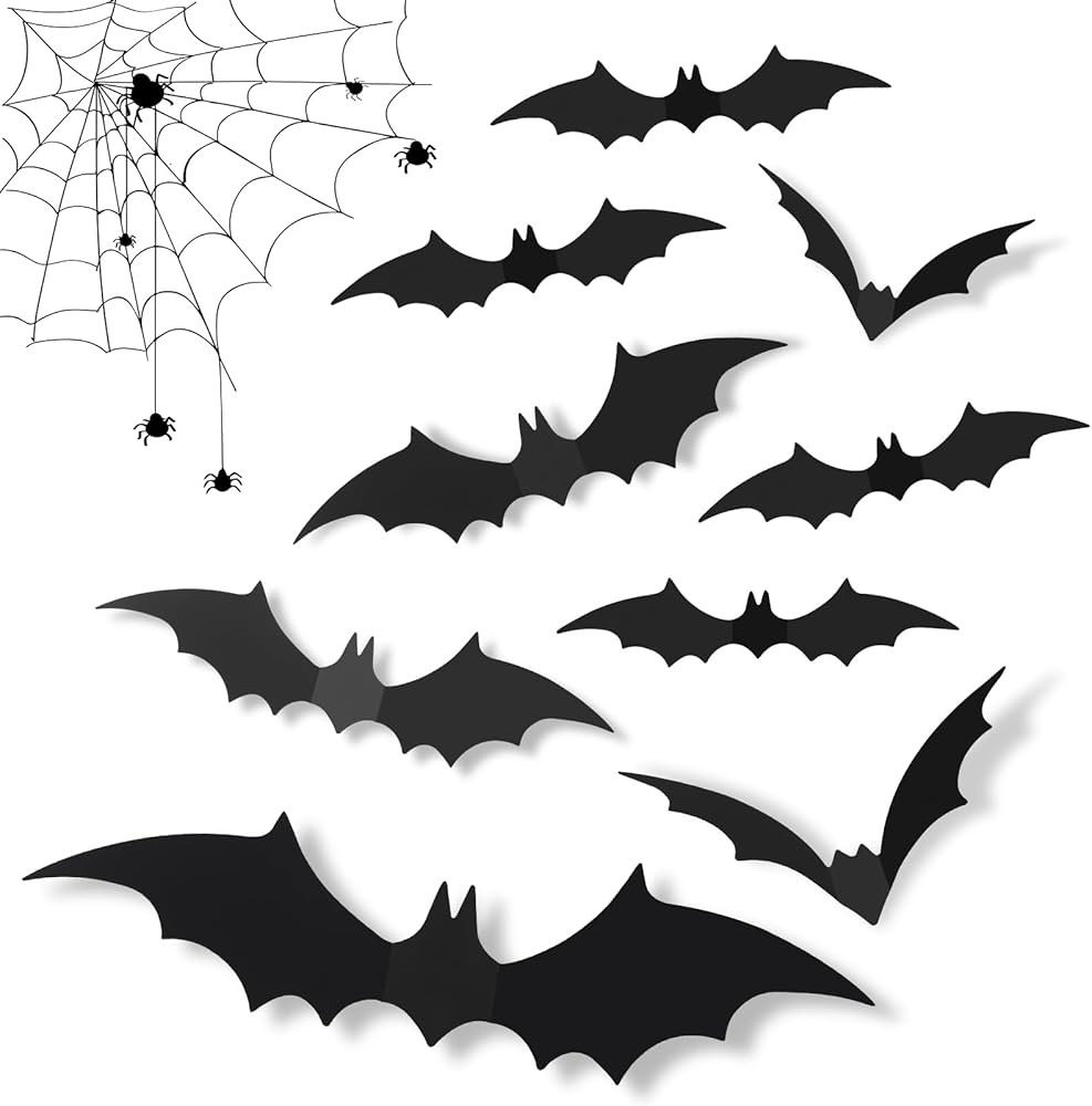 60 Pcs Halloween Bats Decoration, 4 Different Sizes Realistic PVC Black 3D Scary Bat Sticker for ... | Amazon (CA)