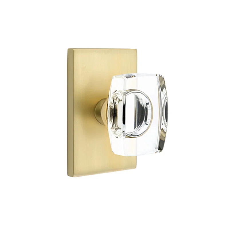 Privacy Windsor Crystal Knob with Modern Rectangular Rose | Wayfair Professional
