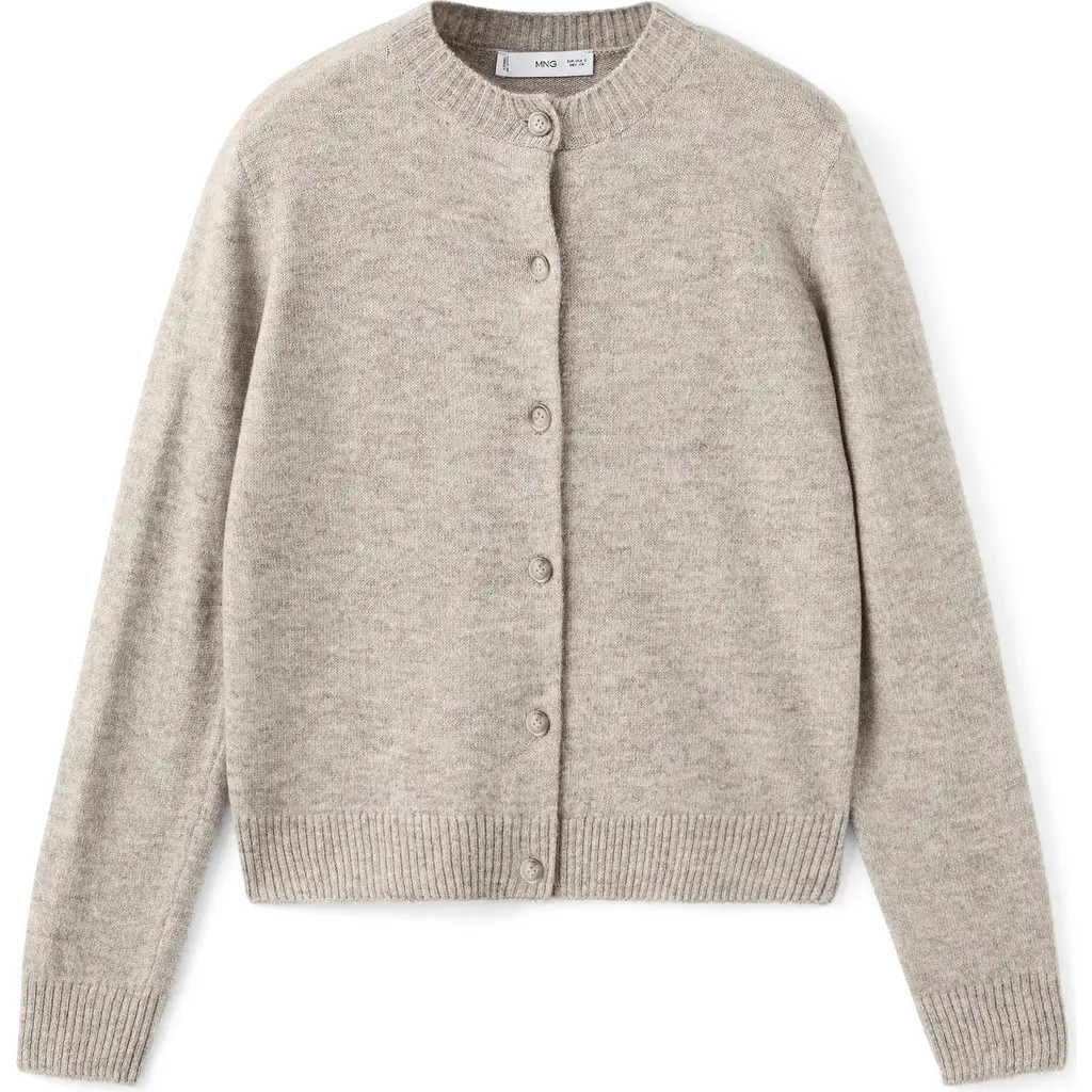 MANGO Crewneck Cardigan in Light/Pastel Grey at Nordstrom, Size Small | Nordstrom
