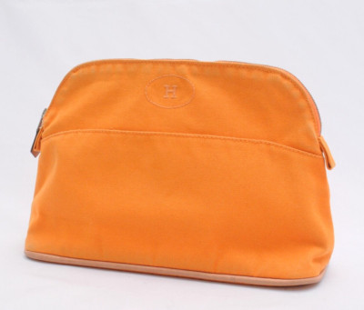 HERMES Bolide Pouch bag Purse MM Cotton Orange Authentic  | eBay | eBay UK