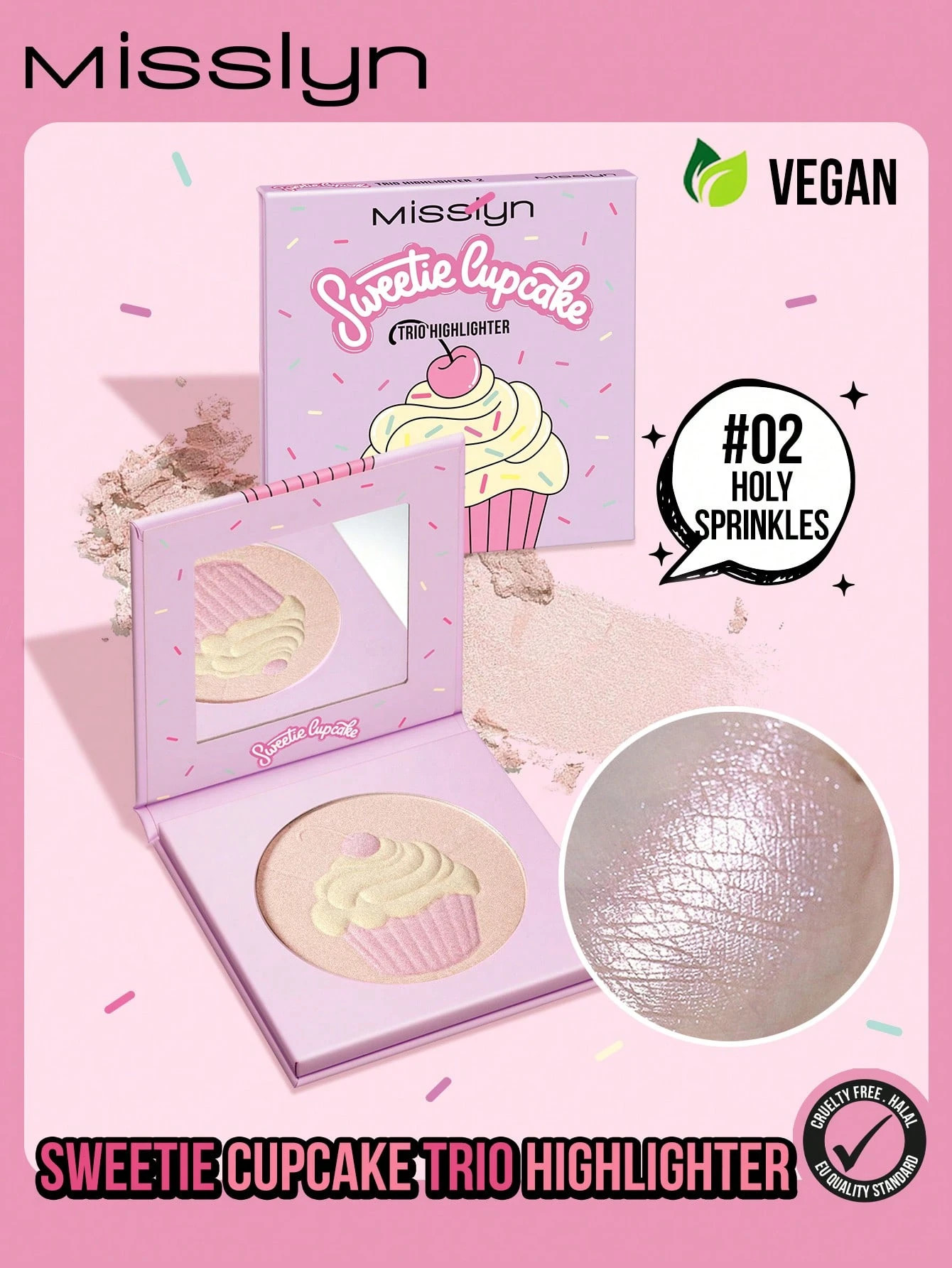 Misslyn Sweetie Cupcake Trio Highlighter, Shimmer, Pigment Rich & Silky Formula, Natural Glow, Il... | SHEIN
